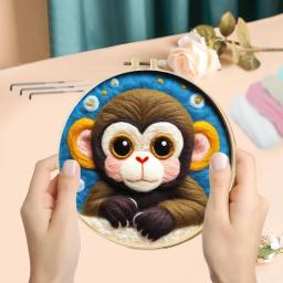 GATYZTORY-DIY Kit De Feltragem De Agulha De Lã, Bordados, Panda, Macacos, Abelhas, Saco De Material De Feltro, Decoração De Casa, Artesanato, Moldura De Pintura Animal - Image 2