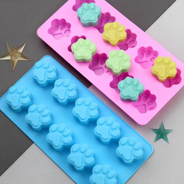 Molde de Silicone Reutilizável para Petiscos e Gelo em Formato de Animais para Cães e Gatos