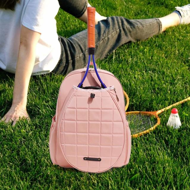 Mochila Portátil Rosa para Mulheres com Suporte para Raquete e Bolso para Tênis - Ideal para Esportes ao Ar Livre