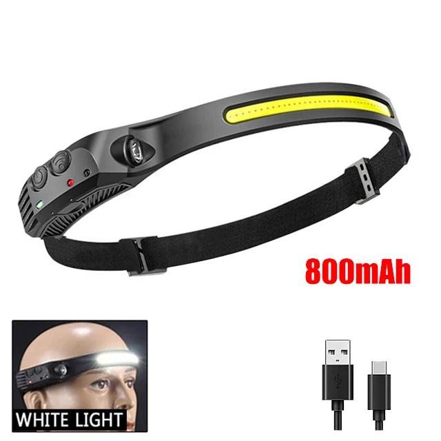 COB LED Lâmpada Cabeça de Indução, Bateria Embutida, USB Recarregável, Lanterna, Ao Ar Livre, Acampamento, Pesca, Farol Sensor - Image 1