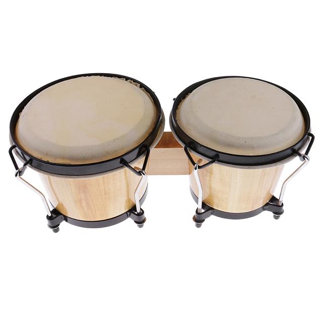 Tambor de Percussão Bongo de Madeira Maciça para Bateristas Iniciantes e Crianças - Som Claro e Divertido para Amantes da Música