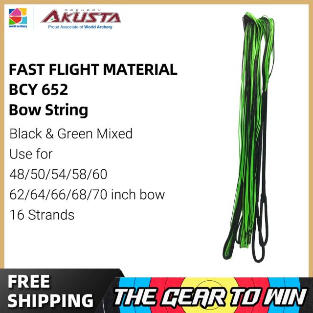 Akusta arco recurvo material de vôo rápido corda de arco bcy 652 16/18 fios preto verde misturado para arco de 48-70 polegadas