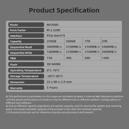 Netac NVMe SSD M2 1TB 2TB 500GB 250GB 3500MB/s SSD PCIe3.0 M.2 2280 Unidades de estado sólido internas Disco NV3000 para laptop desktop - Image 6