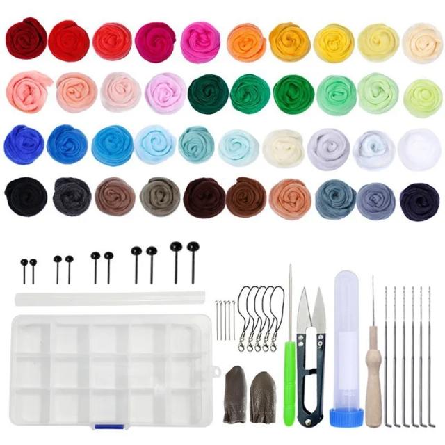 Kit Completo de Ferramentas para Artesanato em Feltro: 40 Cores de Lã e Materiais DIY