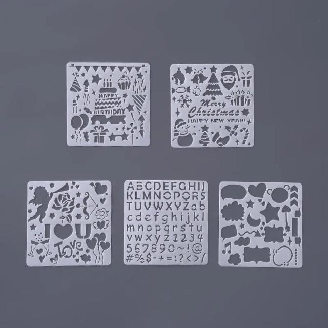 Conjunto de 5 Estênceis Plásticos de Luas e Estrelas para Pintura e Projetos Criativos Infantis