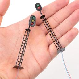1:87 estrada de ferro trem sinal de luz lâmpada de tráfego para o miúdo dollhouse miniatura modelo de construção sandbox fingir para jogar 3v - Image 1