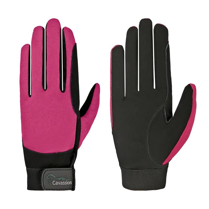 Cavassion feminino respirável equipamentos equestres luvas de mãos ao andar de cavalo equino vermelho formiga protetores de mão antiderrapantes - Image 1
