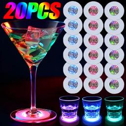 Luminous Garrafa Adesivos Luzes, LED Coaster, 6cm Lâmpadas para Xmas Bar, KTV, Festa de Casamento, Cocktail Drink Copos, Decoração Vaso, 20 Pcs, 1Pc - Image 1