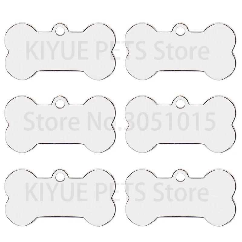 Aço inoxidável osso Dog ID Tag Keychain, Gravado Pet ID Name Tag, Collar Tags Pendant Keyring, Pet Acessórios, 20pcs - Image 1