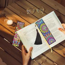 1/2 pçs Marcador de livro de couro em forma especial Faça você mesmo Broca de pintura de diamante Borla Marcas de livro Artesanato Arte Mosaico Decoração de presente Presente de casa - Image 3