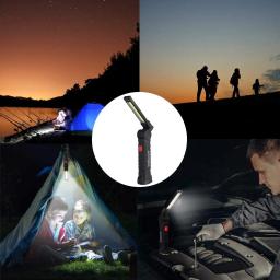 Luz de trabalho multifuncional dobrável, luz de acampamento portátil, lanterna recarregável USB com bateria embutida, lâmpada magnética - Image 6