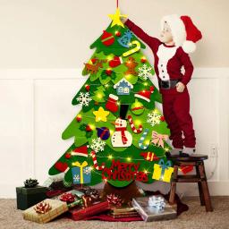 Diy feltro conjunto de árvore de natal decorações de natal pendurado na parede ornamentos presentes para crianças decorações de porta de casa de natal - Image 5