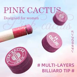 Ponta de taco de bilhar rosa CACTUS, feita de pele de porco multicamadas, ponta de 11 mm/ 14 mm com S/M/H para acesso de piscina e sinuca - Image 1