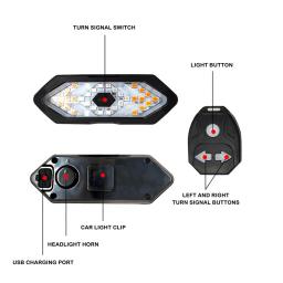 USB de carregamento LED bicicleta cauda luz, Night Riding, controle remoto sem fio, Turn Signal Lights, 32 LEDs - Image 2