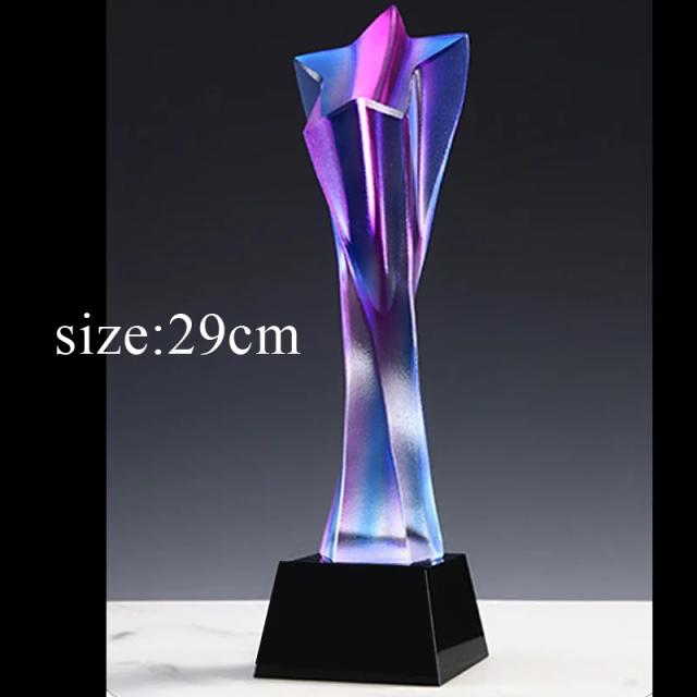Troféu de Cristal Colorido Personalizado: Prêmio Elegante para Comemorações e Decoração de Home Office