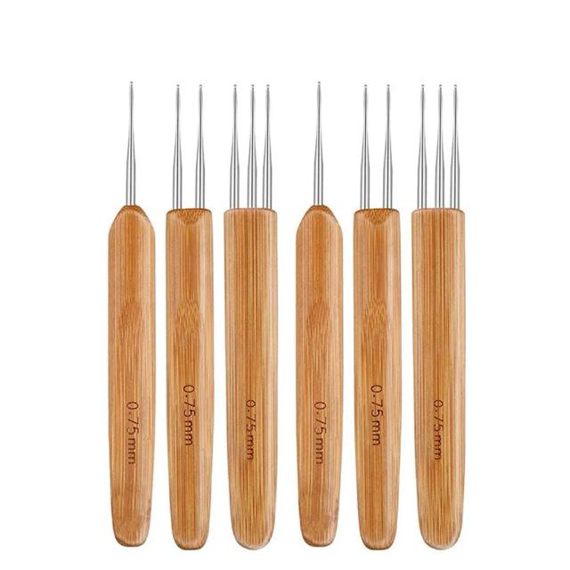 Conjunto de Agulhas de Tricô e Ganchos para Dreadlocks - Tamanho 0.75mm, 6 Peças para Trança de Cabelo