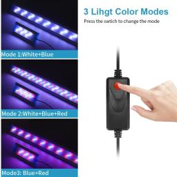 Lâmpada para peixes 18-71cm, luz ultrafina para aquário, 3 modos de iluminação em led para plantas, chip 90-260v, 5730, iluminação aquática para cultivo de grama - Image 2