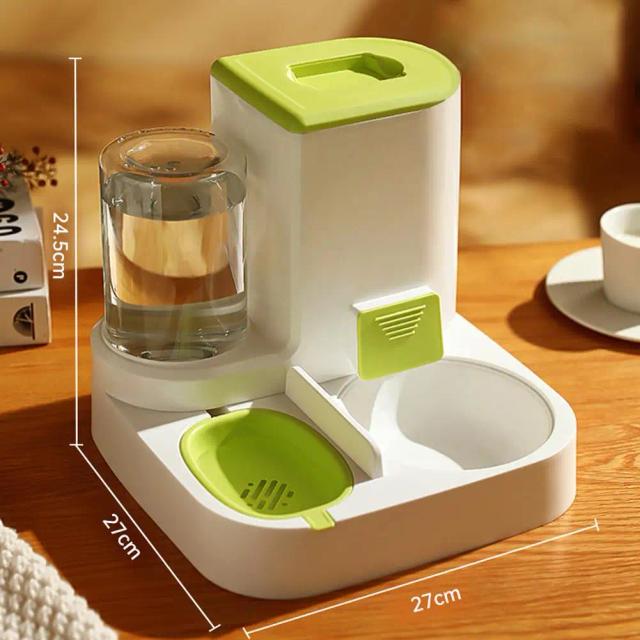 Alimentador Automático 2 em 1 para Cães e Gatos com Fonte de Água e Tigela de Comida