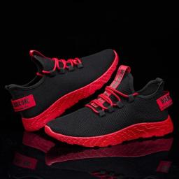 Homens tênis 2024 novo respirável rendas até sapatos de malha moda casual sem deslizamento sapatos vulcanizados tenis masculino - Image 3