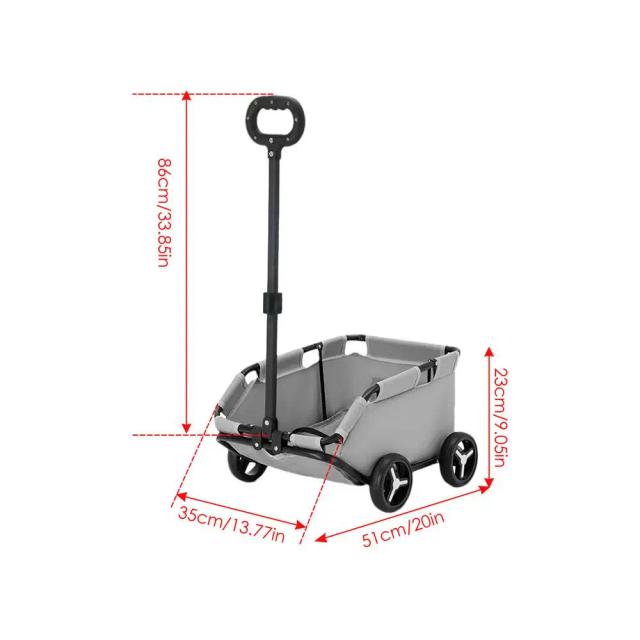 Carrinho Dobrável Leve para Animais de Estimação: Ideal para Viagens e Compras com 4 Rodas para Conforto e Praticidade