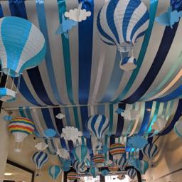 Lanterna de Papel Dobrável, Forma de Balão de Ar Quente, Adequado para Cerimônia e Favor de Festa, Rosa, Azul, Crianças, Batismo, Aniversário, Decoração do Casamento, 30cm - Image 3