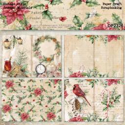 -Feliz Natal Papel de Scrapbooking Modelado, Pacote de Cartas Extravagantes, Papel Artesanal Leve, Tamanho A5, Estilo Vintage, Ca, 8 folhas - Image 3
