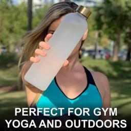 Garrafa de Água com Time Marker, Motivacional, Reutilizável, Fitness, Esportes, Ao Ar Livre, Viagem, Sem Vazamento, BPA, Fosco, Plástico, 1L, 32 oz - Image 2