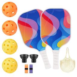 Pickleball Paddles Set, Raquete De Bola De Pickle De Fibra De Vidro, Jogo interior e exterior, Bolsa de transporte, 2 Conjuntos De Raquete Aprovado USB, 4 Bolas - Image 5