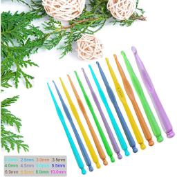 Conjunto de agulhas de crochê plástico 2.0-10.0mm, conjunto de 12 coloridos crochê ganchos, fio diy, ferramentas de tecelagem para cachecol e luvas - Image 2