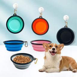 Dobrável Silicone Comida e Água Bowl para Animais de Estimação, Suprimentos Dobráveis Portáteis, Mosquetão, Acampamento ao ar livre, Viagem, Pratos - Image 2