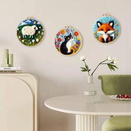 RUOPOTY-DIY Pintura de feltragem com moldura de animais, agulhas para velo e feltro, kit de artesanato, artes e ofícios, bordado - Image 2