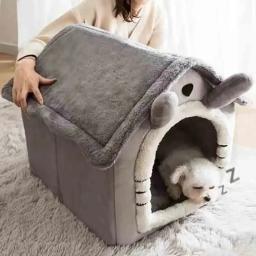 Interior macio quente Pet House, Dog Kennel, Cat Bed, removível e lavável almofada, Four Seasons, Universal - Image 3