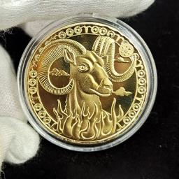Colecionáveis Lucky Zodiac Lembrança Coin, Coleção Física Collectible, Metal Antique Home Decorações, 4cm - Image 4