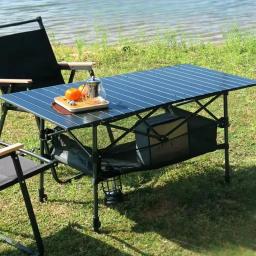 Mesa de acampamento de piquenique portátil, mesa dobrável ao ar livre, leve com bolsa de transporte fácil para viagens autónomas, mesa comprida de rolo de ovo - Image 3