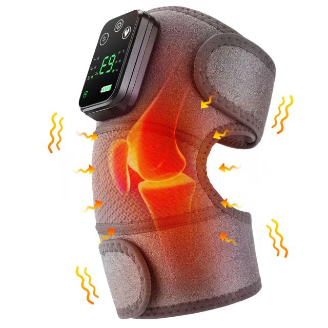 Massageador Térmico 3 em 1 para Joelho e Cotovelo com Vibração e Suporte Recarregável