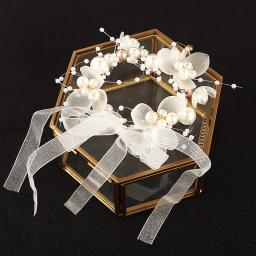 Pérola Beads Pulseira para Damas de Noiva, Elegante Flores De Pulso, Linda Mão Corsage Decor, Foto Props, Wedding Party Acessórios - Image 3