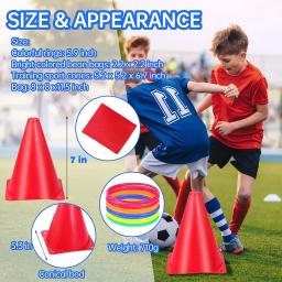 Cone de agilidade e anel treinamento brinquedo para crianças, esportes ao ar livre, equipamento de futebol, futebol treinamento cones - Image 2
