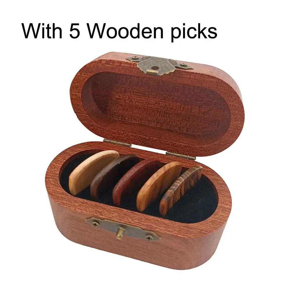 Suporte de presente para palhetas de guitarra, caixa de madeira com 5 palhetas de madeira, caixa de armazenamento, instrumentos, guitarras elétricas acústicas, acessórios - Image 1