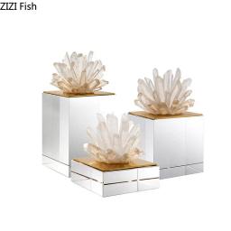 Flor de cristal artesanato base mármore escultura design moderno ornamentos sala estar mobiliário mesa decoração criativa obras de arte - Image 6