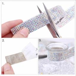 Fita auto-adesiva Rhinestone, Diamond Ribbon, Crystal Roll, Glitter Bling para artesanato DIY, 1 Yard - Image 3