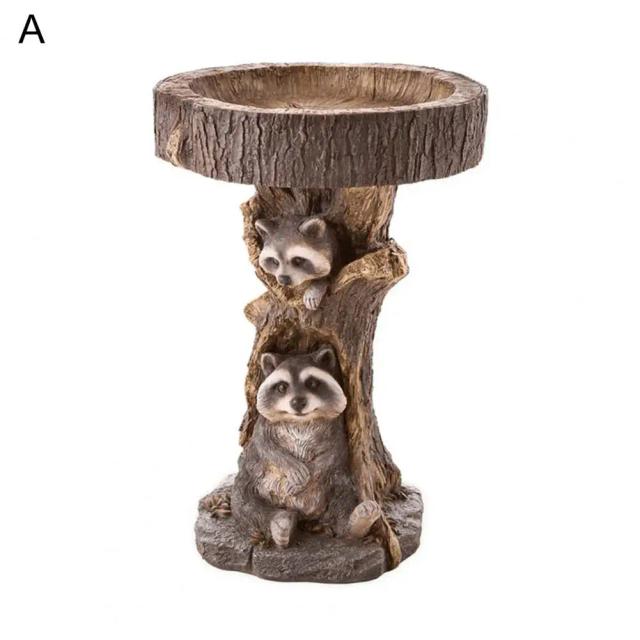 Alimentador de Água de Resina com Raconte e Girassol para Jardim - Decoração Natural para Pássaros