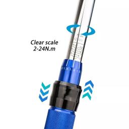 Bicicleta Preset Torque Wrench Kit, Ferramentas de reparação de bicicletas, instrumento preciso, chaves hexagonais, 2Nm a 24Nm - Image 4
