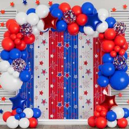Kit Balão com Balões Star Foil, Festas de Aniversário, Festa, Vermelho, Azul, Branco, Dia dos Namorados, 132pcs - Image 1
