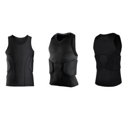 Protetor de costela masculina colete acolchoado, camisa de compressão, colete de treinamento com 3 almofadas, equipamento de proteção para futebol, futebol, basquete, hóquei - Image 1