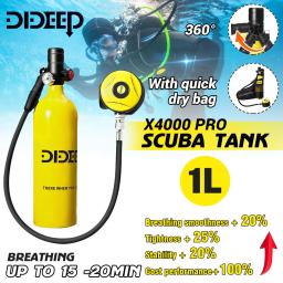 Dideep x4000pro 1l mergulho snorkel tanque mini oxigênio cilindro respirador bomba de mão para acessórios natação equipamento mergulho - Image 2