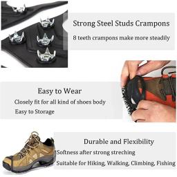 Anti-Slip Ice Cleats com 8 dentes para atividades ao ar livre, pesca de inverno e andar na neve, montanhismo Camping - Image 3