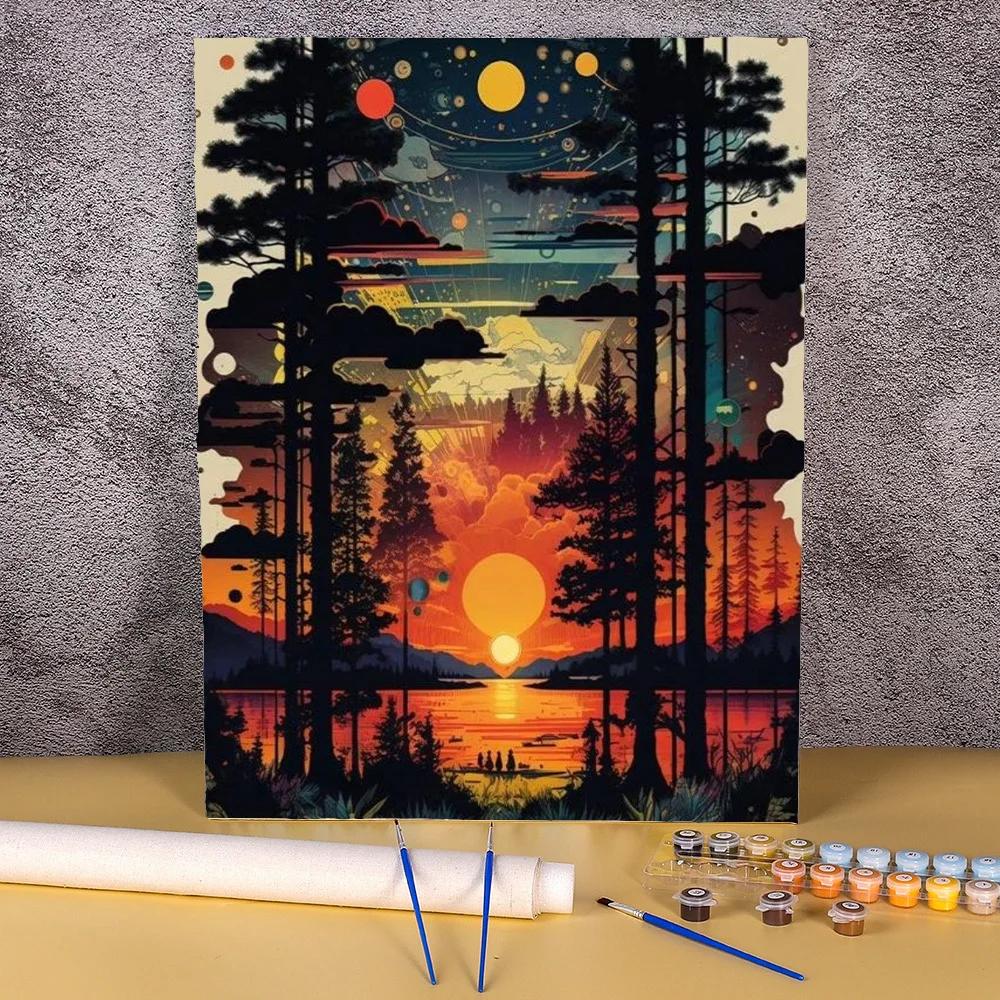 Night Sceney-Kit de pintura a óleo DIY para adultos e crianças, céu estrelado, pintura por número, artes, artesanato para casa, decoração de parede, 50x70 - Image 1