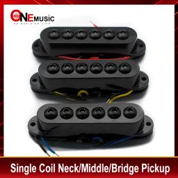 Captador de guitarra elétrica Single Coil para guitarra ST, ímã Cerêmico, pescoço, meio, ponte, preto Acessórios - Image 1