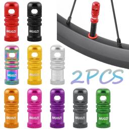Tampa da válvula de bicicleta com função de remoção do núcleo da válvula, 2 peças, portátil, liga de alumínio, tampa da haste da válvula do pneu sem câmara de ar, acessórios mtb - Image 1