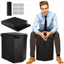 Vaso sanitário portátil para acampamento, vaso sanitário portátil para adultos, vaso sanitário dobrável para viagem de acampamento com tampa, fácil instalação - Image 1